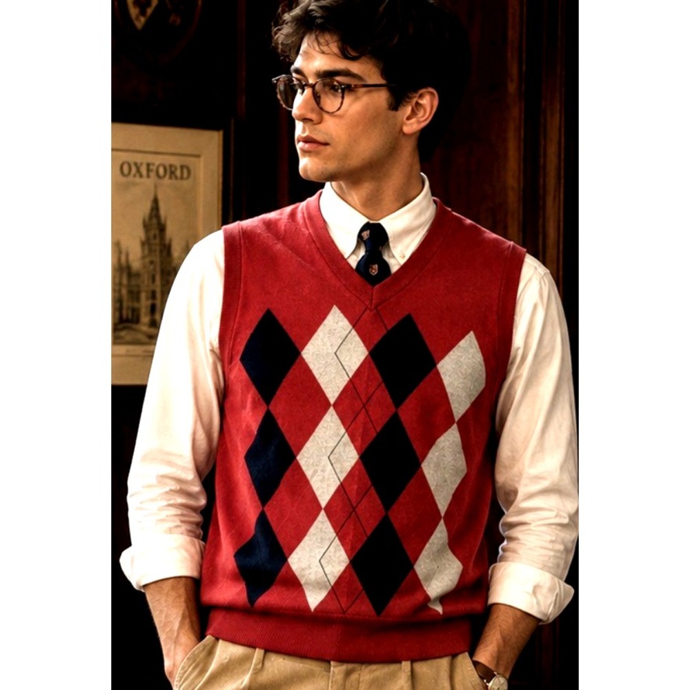 Pro Tour Mens Argyle Sleeveless Golf Sweater Vest Size XL V-Neck Preppy Academia